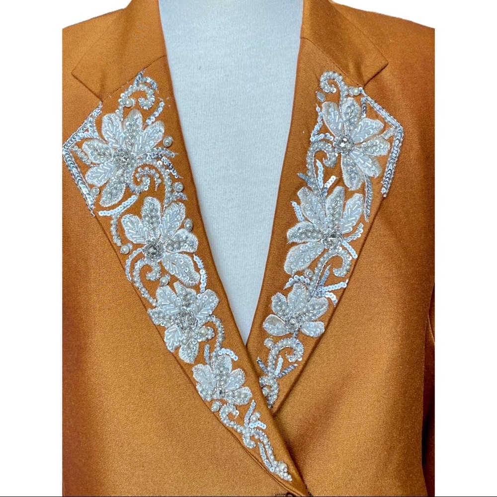 Double press crop hand embroidered jacket/coat - Picture 4 of 6